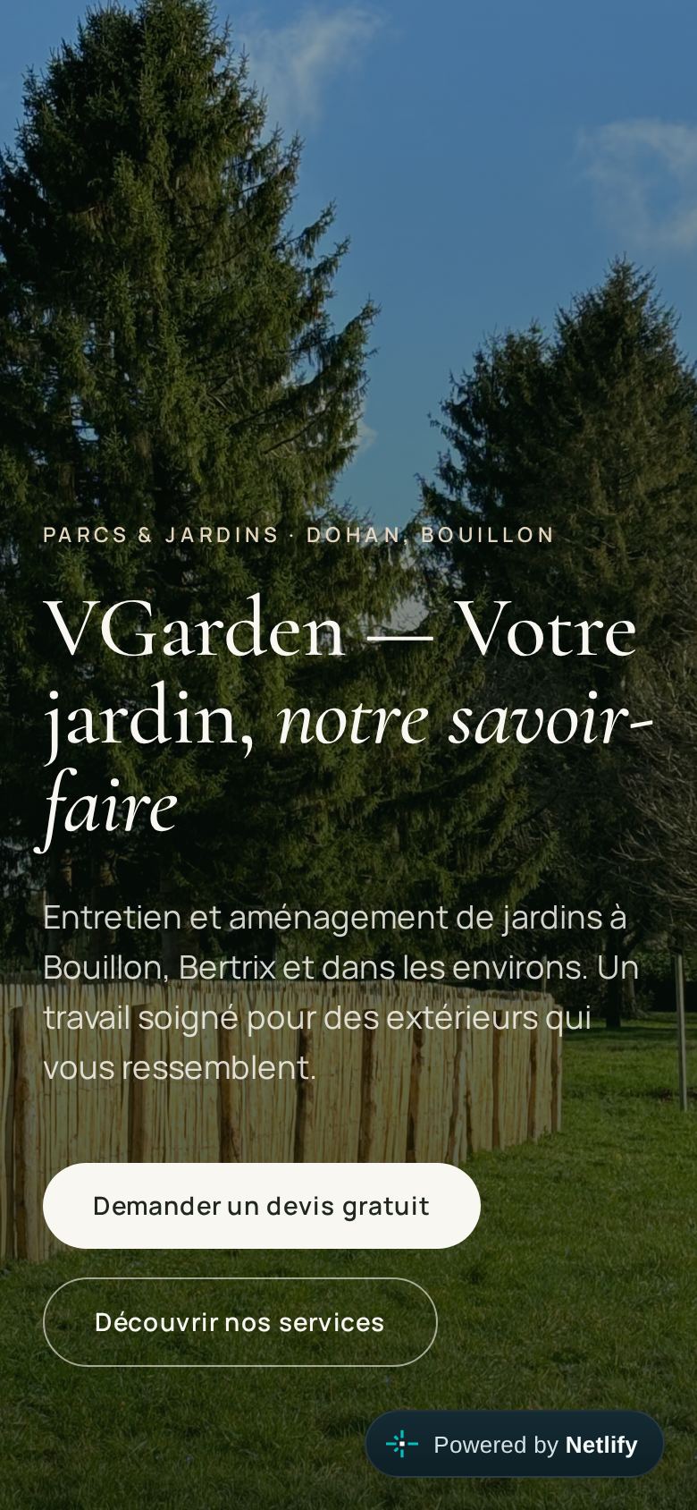 Site V Garden sur smartphone